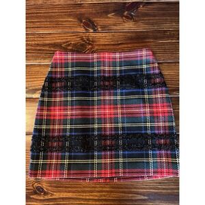 J. Crew Red and Black Plaid Mini Skirt